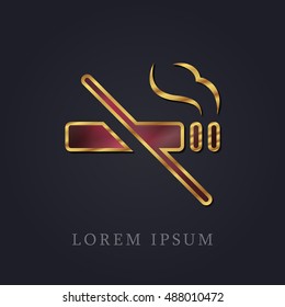 No Smoking Red Ruby with Golden Frame Precious Jewellery Icon / Logo Design