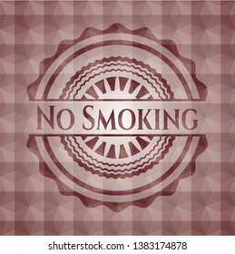 No Smoking red seamless emblem with geometric pattern.