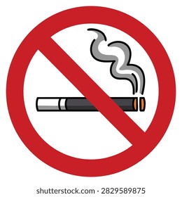 No smoking red vector icon for web design isolated on white background suitable for warning symbol regulation and anti tobacco campaign themes