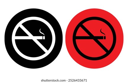 No Smoking restriction symbol. No cigarette Icon.  Smoking attention signs flat design vector. Vector Illustration.