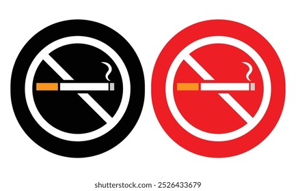 No Smoking restriction symbol. No cigarette Icon.  Smoking attention signs flat design vector. Vector Illustration.