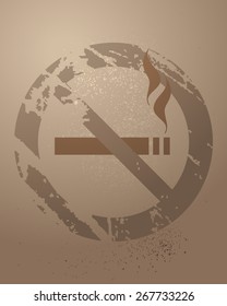 No Smoking Retro Poster, Vector Illustration. 