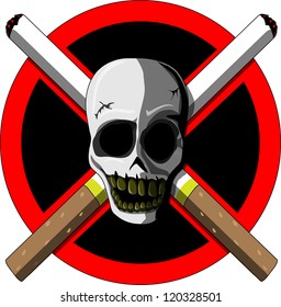 No smoking (scull and cigarettes)