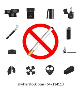 no smoking set vector icon illustration