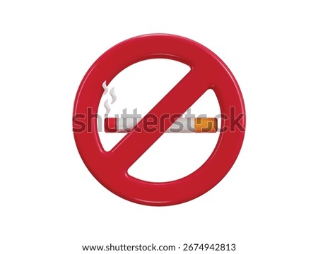 No smoking sign 3d render concept of banned on 
tobacco or cigar with cigarette smoke icon vector illustration