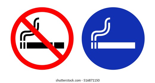 No Smoking sign and Smoking area. Vector illustration.