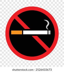 no smoking sign. Smoking attention sign isolated. Cigarette restriction symbol. Smoking ban appeal flat icon. Vector illustration