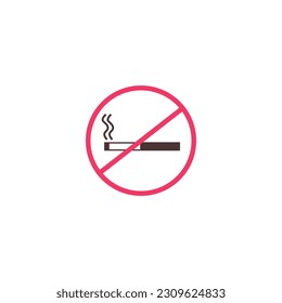 No smoking sign or banner design for public places and airplanes, vector illustration isolated on white background. Smoking warning prohibition information sign.