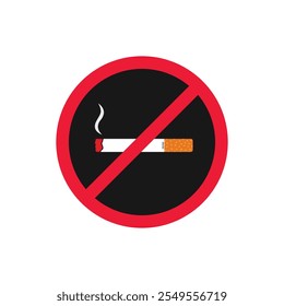 Signo de no fumar, icono de cigarrillo negro. Ilustrador de Vector de estilo mínimo de alta calidad.