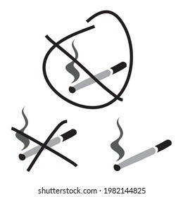 No smoking sign, black isolated on white background, vector illustration.