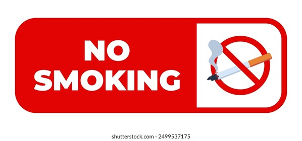 No smoking sign with burning cigarette and smoke prohibition and risk. Vector illustration