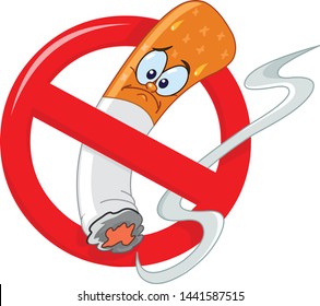 No smoking sign cartoon and cigarette