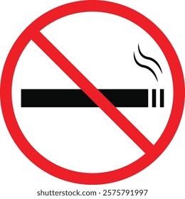 No smoking sign. Cigarette ban sign. Do not smoke warning icon. Smoking is forbidden label. Prohibition sticker for area places.