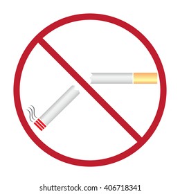 No smoking sign, cigarette broken