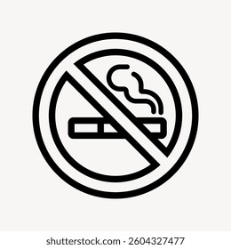 No smoking sign with a cigarette crossed out. Black and white no smoking symbol. Clear no smoking message. Universal no smoking icon. User interface icon vector.