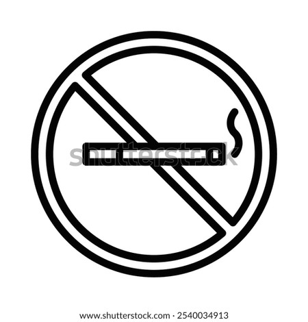 No smoking sign with a cigarette crossed out inside a circle, symbolizing smoking prohibition. Vector illustration. Editable stroke.