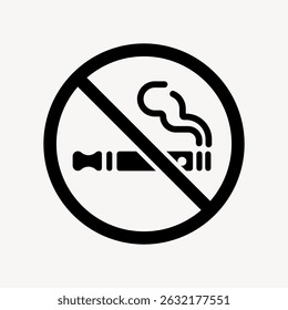 No smoking sign with a cigarette icon crossed out. Clear symbol for no smoking areas. Emphasizes prohibition of smoking. Universal no smoking message. User interface icon vector.