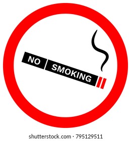 NO SMOKING sign. Cigarette icon in red circle. Vector.