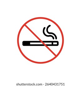 No smoking sign with a cigarette inside a red circle and slash