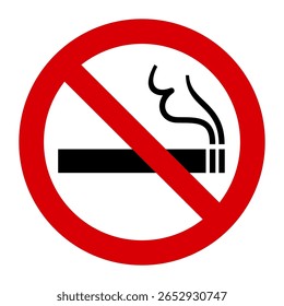 Sinal de proibido fumar, cigarro na área circular de proibição
