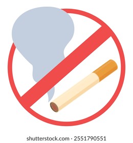 No smoking sign with cigarette and smoke illustrating smoking prohibition