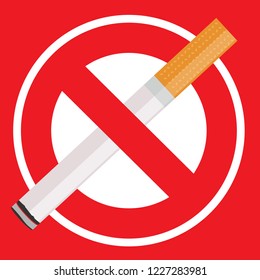 no smoking sign with cigarette. Stock flat vector illustration