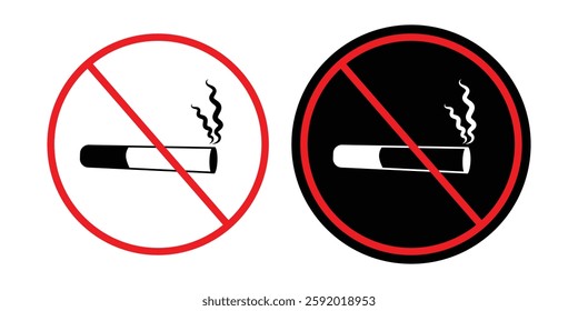No smoking sign. Cigarette vector, icon set. No smoking area. Stop smoking symbol isolated on white background. Vector illustration.