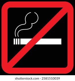 No smoking sign. Clear and concise black square shape graphic prohibiting smoking in a designated area.