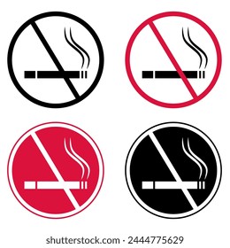 No smoking sign clip art template icon set vector illustration