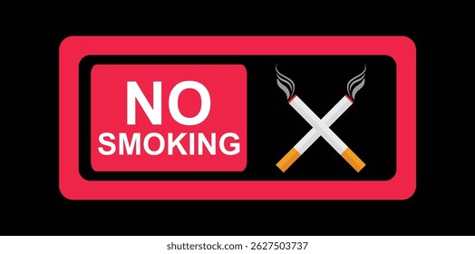 No Smoking Sign with Crossed Cigarettes. Forbidden Sign Illustration.