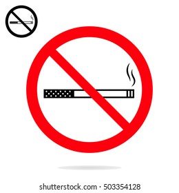 No smoking sign. The crossed-out cigarette in a red circle isolated on white background. 