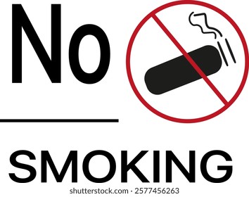 A no smoking sign displayed prominently on a white background, indicating a smoke-free environment