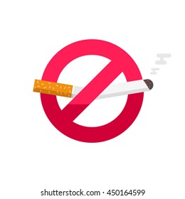 No Smoking Sign, Don't Smoke Vector Icon Badge Isolated On White Background, Broken Cigarette Label 