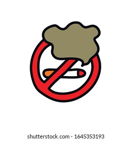 no smoking sign doodle icon, vector illustration