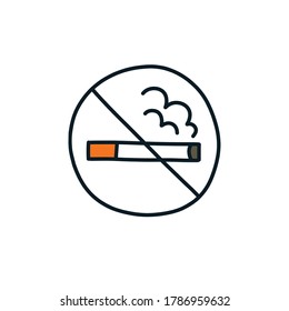 no smoking sign doodle icon, vector illustration