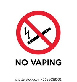 No Smoking Sign Featuring E-Cigarette Symbol Icon Vector Design