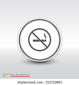 No smoking sign. Flat design style. Made vector illustration. Emblem or label with shadow.
