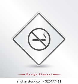 No smoking sign. Flat design style. Made vector illustration. Emblem or label with shadow.