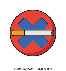 No Smoking Sign Flat Line Icon