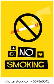No Smoking Sign (Flat Style Vector Illustration Poster Design)