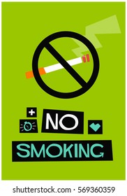 No Smoking Sign (Flat Style Vector Illustration Poster Design)