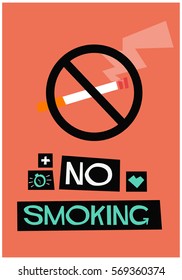 No Smoking Sign (Flat Style Vector Illustration Poster Design)
