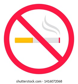 No smoking  sign. Forbidden sign icon isolated on white background vector illustration. Black cigarette and smoke, red prohobition circle isolated on white background.