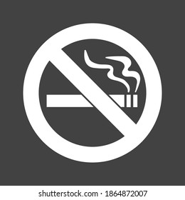 No smoking sign. Forbidden sign icon isolated on black background vector illustration. White cigarette, smoke and prohibition circle.