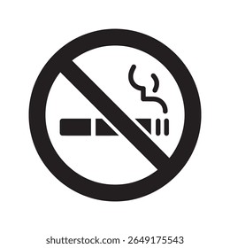 Ícone de glifo de sinal de não fumar mostrando área proibida para aviso de saúde pública de cigarro e ícone de glifo sólido de vetor de regulamentação de proibição de cigarro