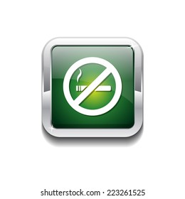 No Smoking Sign Green Vector Icon Button