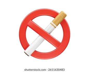 No Smoking Sign icon 3d render illustration Cigarette icon 3d rendering