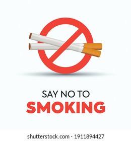 no smoking sign or icon. ban on smoking banner for Facebook post. no smoking awareness campaign, say no to smoking banner with cigarette ban sign on plain white background, vector illustration.