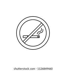 No Smoking sign icon. Cigarette symbol. Graphic design element. Flat no smoking symbol on white background. Vector