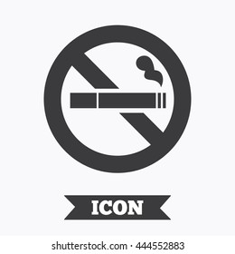 No Smoking sign icon. Cigarette symbol. Graphic design element. Flat no smoking symbol on white background. Vector